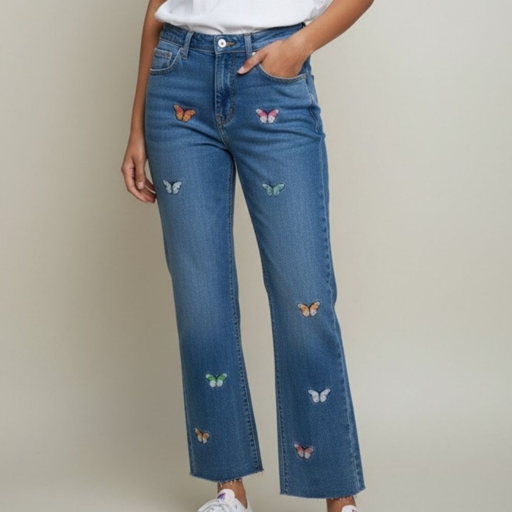 🦋Butterfly Embroidered Patches Blue Jeans